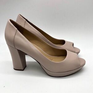 Naturalizer Amie Cream Peep-Toe Block Heels